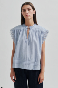 Second Female Laure Top - Light Blue Stripe