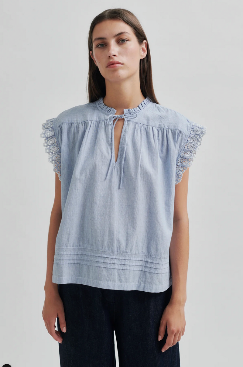 Second Female Laure Top - Light Blue Stripe