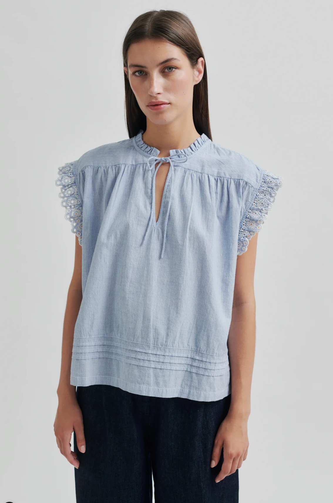 Second Female Laure Top - Light Blue Stripe