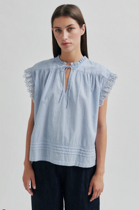 Second Female Laure Top - Light Blue Stripe