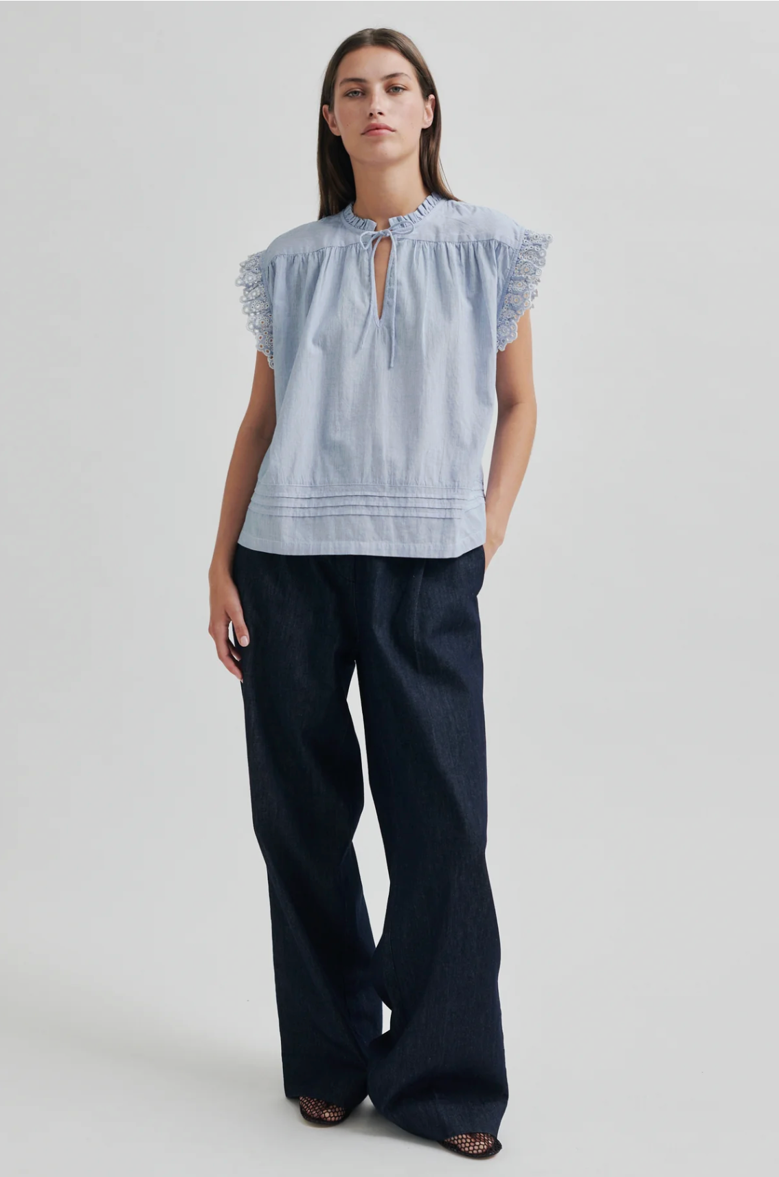 Second Female Laure Top - Light Blue Stripe