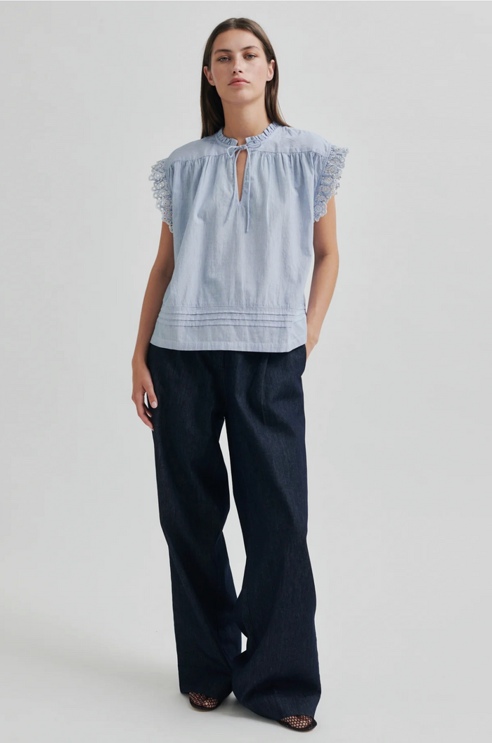 Second Female Laure Top - Light Blue Stripe