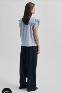 Second Female Laure Top - Light Blue Stripe
