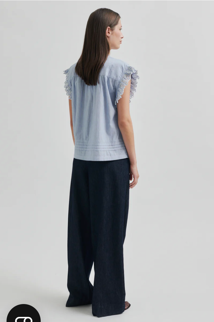 Second Female Laure Top - Light Blue Stripe