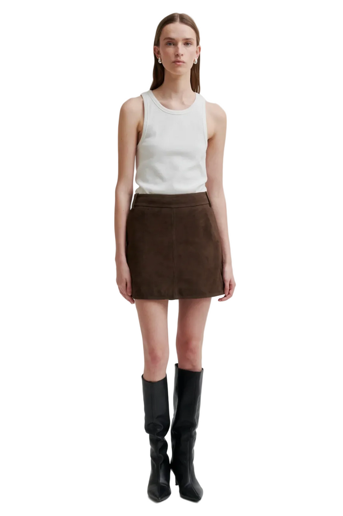 Second Female Noormie Suede Skirt - Chocolate Plum