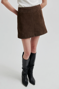 Second Female Noormie Suede Skirt - Chocolate Plum