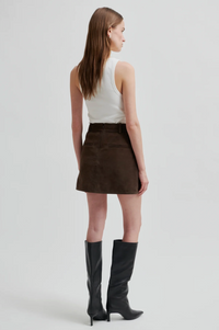 Second Female Noormie Suede Skirt - Chocolate Plum