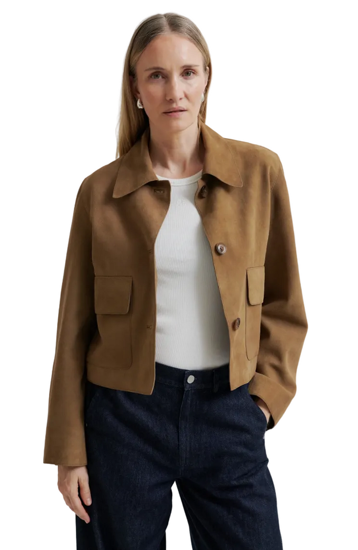 Second Female Noomi Suede Jacket - Silver Mink