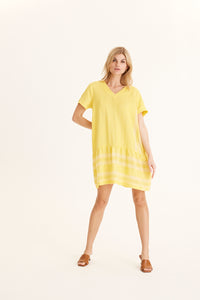 SUMMERY DRESS 2 V SHORT SLEEVE - VIBRANT YELLOW - ESCAPE CLOTHING