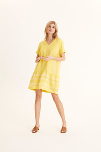 SUMMERY DRESS 2 V SHORT SLEEVE - VIBRANT YELLOW - ESCAPE CLOTHING