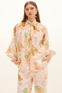 Kate Ford Tacana Tie Buttoned Blouse