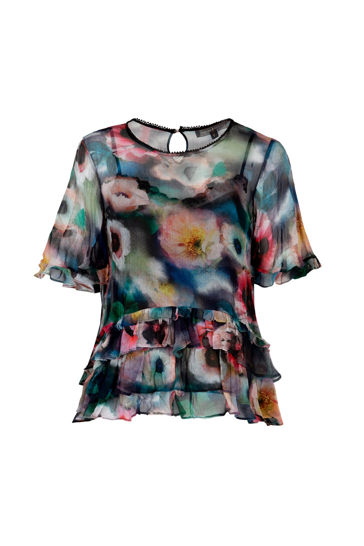 TRELISE COOPER RUFFLE N READY TOP - POPPY FLORAL - ESCAPE CLOTHING