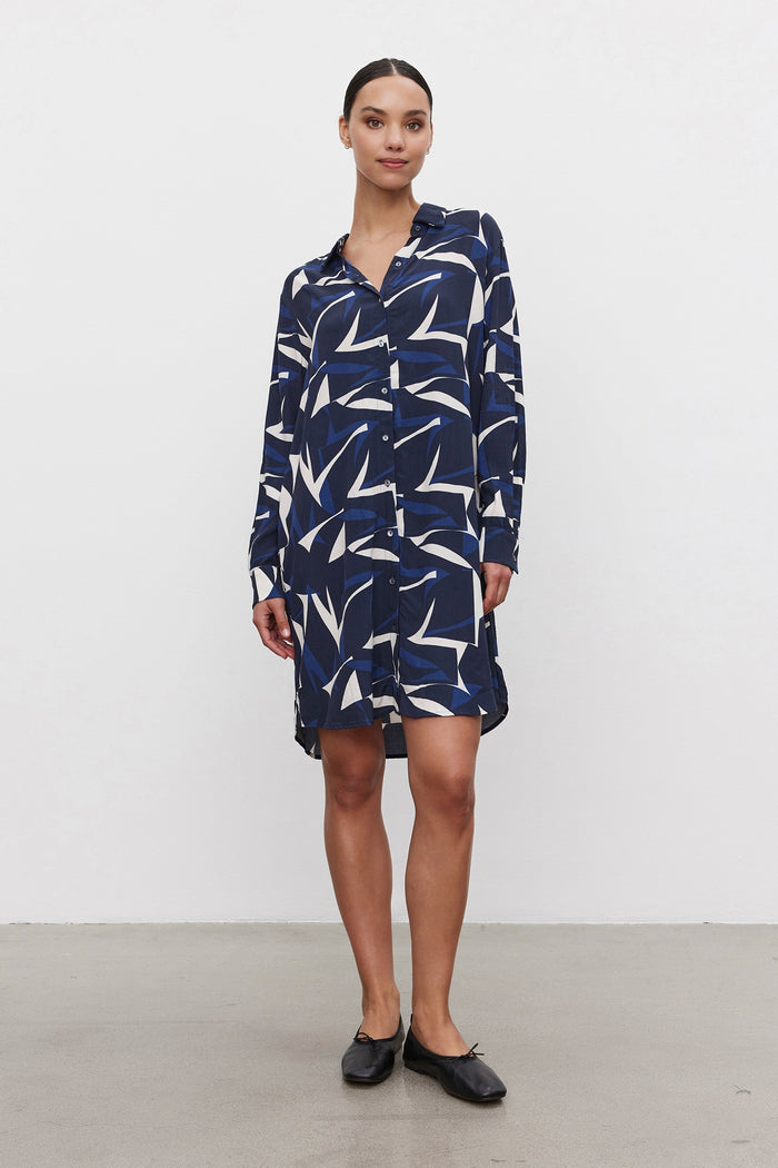 Velvet By Graham & Spencer Dacey Dress - Navy/Ecru