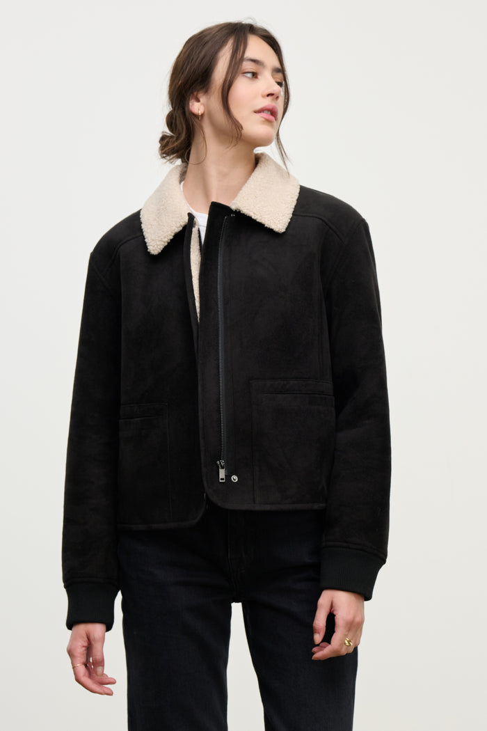 Velvet & Graham Juno Coat - Black/Cream