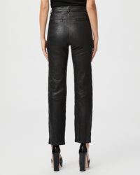 PAIGE STELLA LEATHER TROUSER WITH EXPOSED BUTTON - BLACK