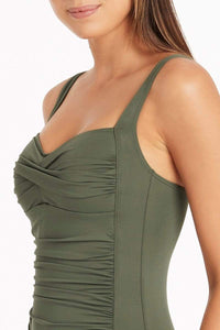 SEA LEVEL ESSENTIALS TWIST FRONT MULTIFIT ONE PIECE - KHAKI