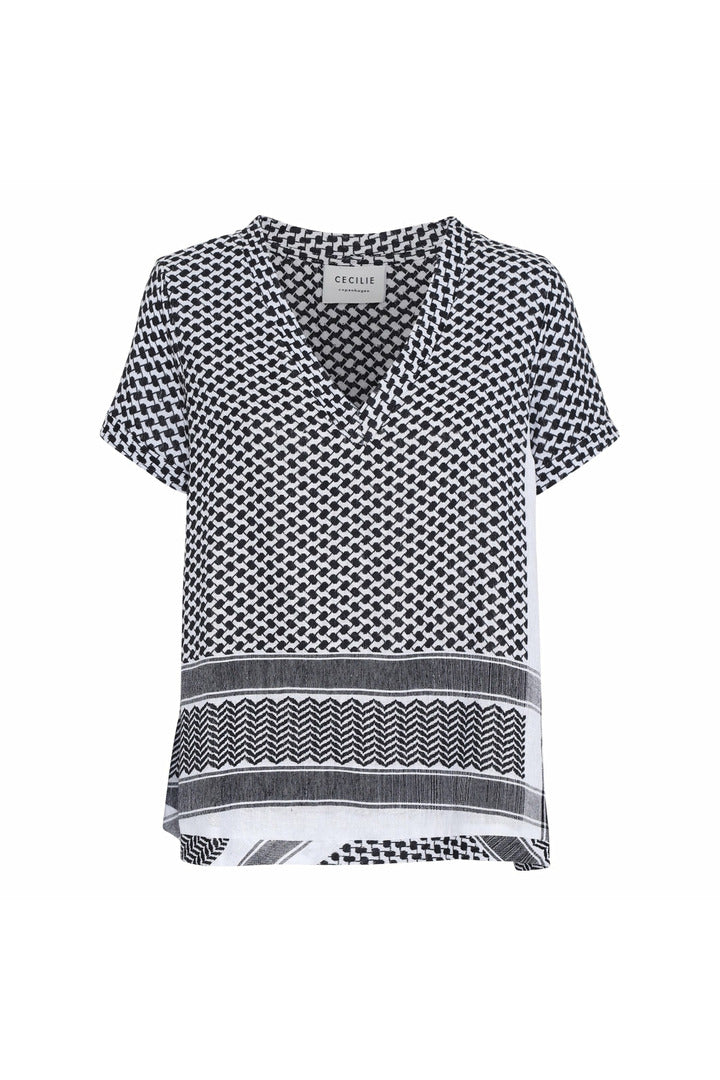 Summery Copenhagen Shirt V Short Sleeve 1011 - Black/White - Escape